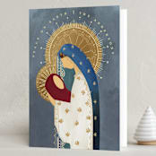 "Mother and child" - Holiday Cards in Celeste by Grae - Folded Card