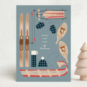 "Wintery Mix" - Holiday Cards in Denim by Baumbirdy - Front