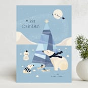 "Polar Bear Christmas" - Holiday Cards in Icicle by Corinne Malesic - Front