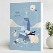 "Polar Bear Christmas" - Holiday Cards in Icicle by Corinne Malesic - Folded Card