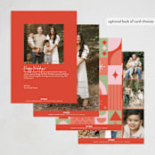 "Geometric Joy" - Holiday Cards in Cherry by Elly - Back of Card Options