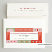 "Geometric Joy" - Holiday Cards in Cherry by Elly - FREE Recipient Addressing