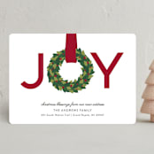 "Joy Wreath" - Holiday Cards in Cranberry by Sarah Brown - Front