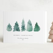 "Watercolor Trees" - Holiday Cards in Juniper by Heather Cairl - Folded Card