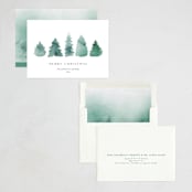 "Watercolor Trees" - Holiday Cards in Juniper by Heather Cairl - Assembled