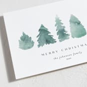 "Watercolor Trees" - Holiday Cards in Juniper by Heather Cairl - Detail