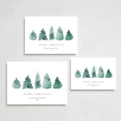 "Watercolor Trees" - Holiday Cards in Juniper by Heather Cairl - Formats Available