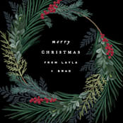 "Chic Wreath" - Holiday Cards in Midnight by Hooray Creative - Close-Up