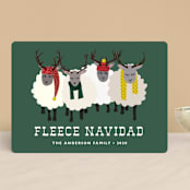 "Fleece Navidad" - Holiday Cards in Forest by Jennifer Thomke - Front