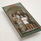 "Holly Ribbon Archway" - Tall Holiday Cards in Forest by Becky Nimoy - Detail