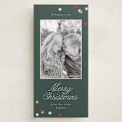 "Polka Corner" - Tall Holiday Cards in Evergreen by Angela Garrick - Front