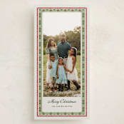 "Blockprint" - Tall Holiday Cards in Sage by Lottie Aldarwish - Front