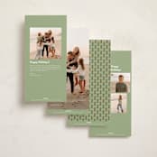 "Blockprint" - Tall Holiday Cards in Sage by Lottie Aldarwish - Back of Card Options