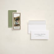 "Blockprint" - Tall Holiday Cards in Sage by Lottie Aldarwish - Assembled