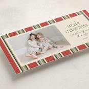 "Antique Stripes" - Tall Holiday Cards in Berry by Robert and Stella - Detail
