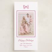 "Ribbon & Ruffles" - Tall Holiday Cards in Peppermint by Cass Loh - Front