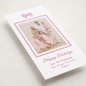 "Ribbon & Ruffles" - Tall Holiday Cards in Peppermint by Cass Loh - Detail