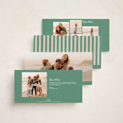 "Vintage Stripes" - Tall Holiday Cards in Chartreuse by Stacey Day - Back of Card Options