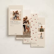 "Retro Tree" - Tall Holiday Cards in Poinsettia by Gwen Bedat - Back of Card Options