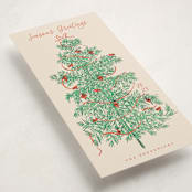 "Retro Tree" - Tall Holiday Cards in Poinsettia by Gwen Bedat - Detail