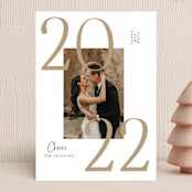 "Gold Cheers" - Holiday Cards in Camel tan by Ana Sarah - Front