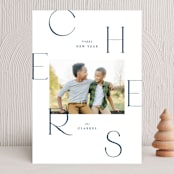"Statement Cheers" - Holiday Cards in Navy by Hooray Creative - Front