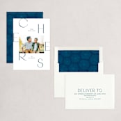 "Statement Cheers" - Holiday Cards in Navy by Hooray Creative - Assembled