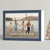 "Skyline" - Holiday Cards in Navy by Wildfield Paper Co - Folded Card