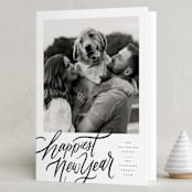 "Happy!" - Holiday Cards in Ink by Wildfield Paper Co - Folded Card
