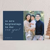 "To New Beginnings" - Holiday Cards in Navy by Mansi Verma - Front
