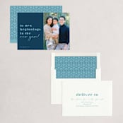 "To New Beginnings" - Holiday Cards in Navy by Mansi Verma - Assembled