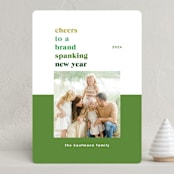 "Brand Spanking New" - Holiday Cards in Elf Shoes by Nazia Hyder - Front