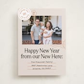"New Here" - Holiday Cards in Champagne by Shari Margolin - Front