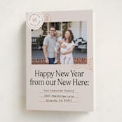 "New Here" - Holiday Cards in Champagne by Shari Margolin - Folded Card