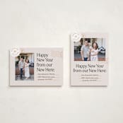"New Here" - Holiday Cards in Champagne by Shari Margolin - Photo Orientation Options