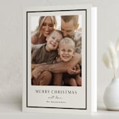 "Simple Border" - Holiday Cards in Ivory by Stacey Meacham - Folded Card
