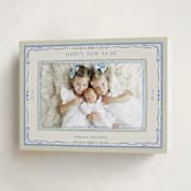 "Delicate botanical frame" - Holiday Cards in Blue Jay by Lucrecia Caporale - Folded Card