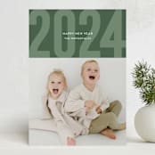 "Modern Year" - Holiday Cards in Emerald by Sarah Cohn - Front