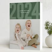 "Modern Year" - Holiday Cards in Emerald by Sarah Cohn - Folded Card