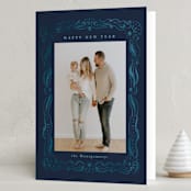 "Swirled" - Holiday Cards in Midnight by Petra Kern - Folded Card
