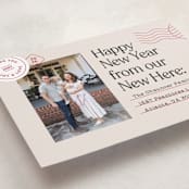"New Here" - Holiday Cards in Cranberry by Shari Margolin - Detail