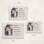 "New Here" - Holiday Cards in Cranberry by Shari Margolin - Formats Available