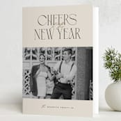 "Cheerful Stack" - Holiday Cards in Ecru by Erica Krystek - Folded Card