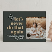 "Never Again" - Holiday Cards in Charcoal by Robert and Stella - Front