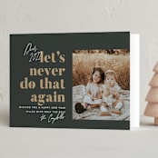 "Never Again" - Holiday Cards in Charcoal by Robert and Stella - Folded Card