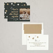"Never Again" - Holiday Cards in Charcoal by Robert and Stella - Assembled
