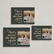 "Never Again" - Holiday Cards in Charcoal by Robert and Stella - Formats Available