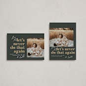 "Never Again" - Holiday Cards in Charcoal by Robert and Stella - Photo Orientation Options