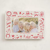 "New Year Cheer Doodles" - Holiday Cards in Holly Berry by Erika Firm - Front