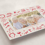 "New Year Cheer Doodles" - Holiday Cards in Holly Berry by Erika Firm - Detail